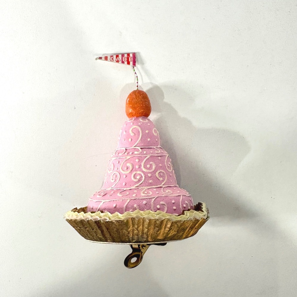 Vintage Style Pink Tiered Cake Clip On Christmas Ornament Bakery Decor